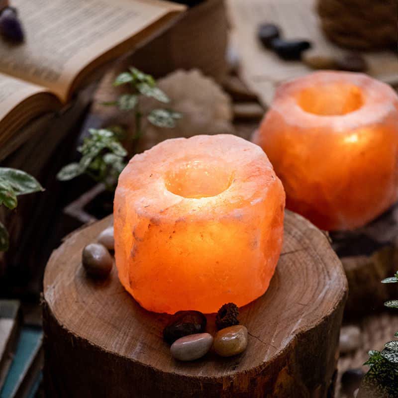 Olivenorma Romantic Hand Carved Candle Holder Himalayan Pink Salt Lamp