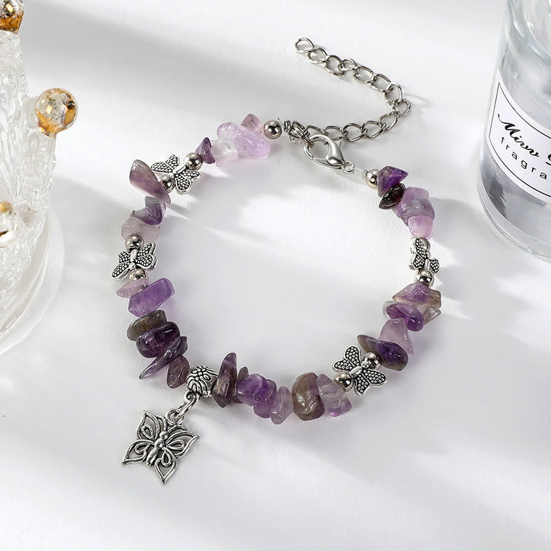 Olivenorma Colorful Crystal Rubble Butterfly Charm Bracelet