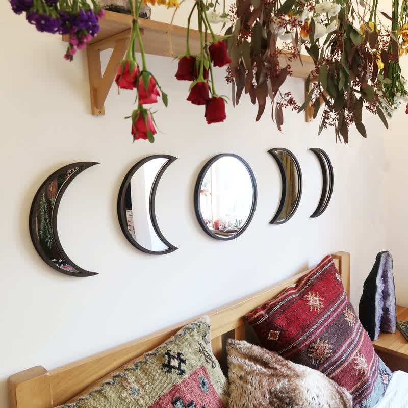 Original Wooden Moon Phase Mirrors Wall Decor - image 4