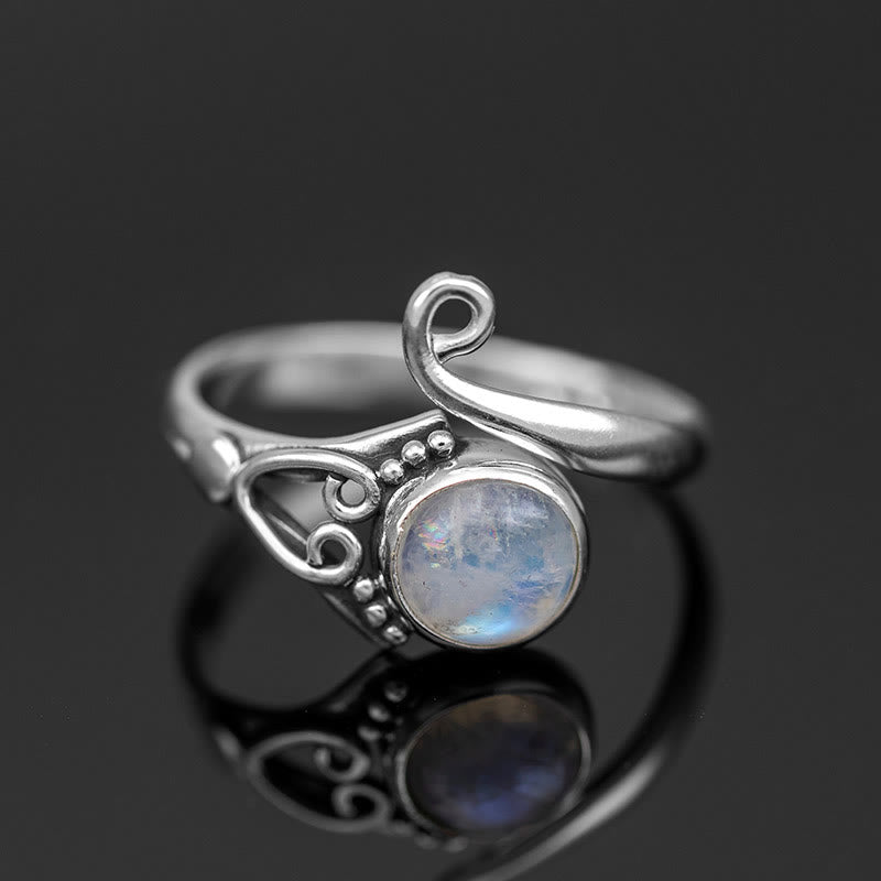 Olivenorma“Purify Energy" - Round Moonstone Retro Ring