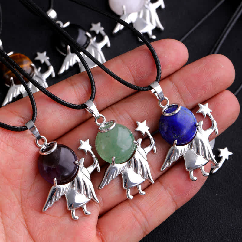 Olivenorma Natural Stone Magic Angel Pendant Necklace