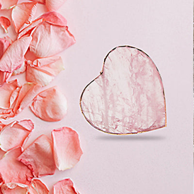 Olivenorma Rose Quartz Heart Shape Coaster Gemstone Decoration