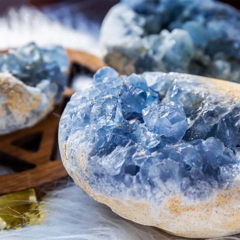 Olivenorma Natural Kyanite Geode Rock Gemstone Decoration