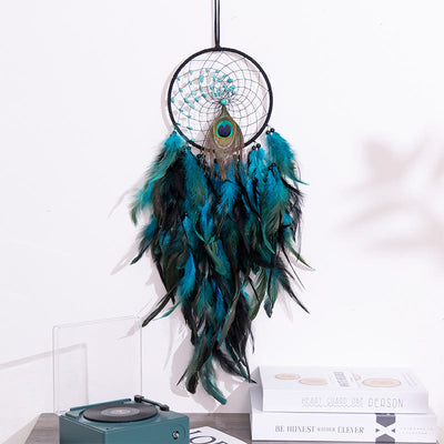 Olivenorma Red Agate Turquoise Peacock Feather Dream Catcher