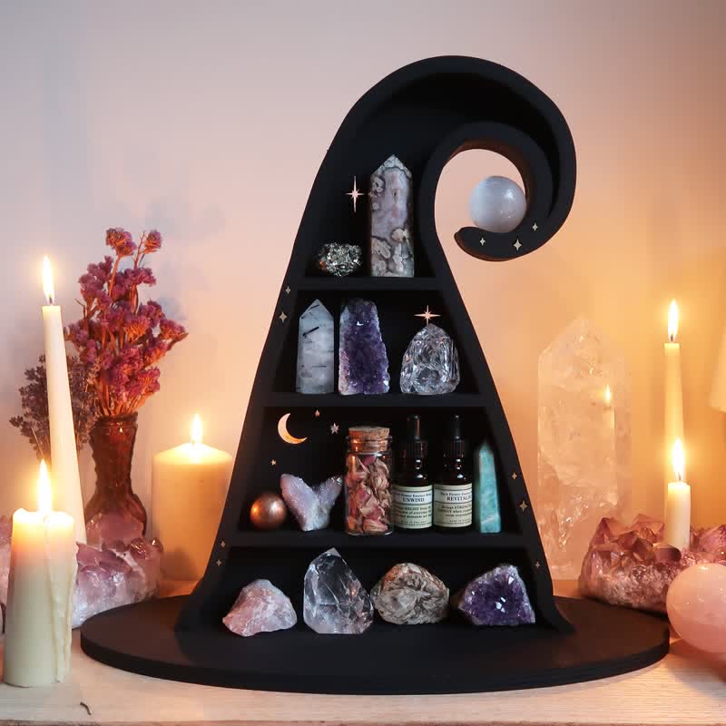 Olivenorma Witch Hat Wooden Crystal Shelf