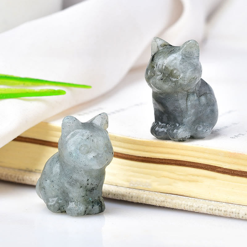 Olivenorma Crystal Kitten Stone Carving Crafts Gemstone Decoration