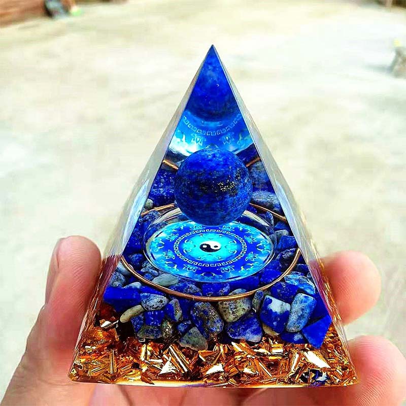 Olivenorma Lapis Lazuli Natural Stone Orgone Pyramid