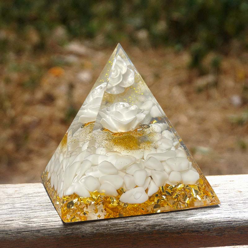 Olivenorma Natural White Jade Healing Orgone Pyramid