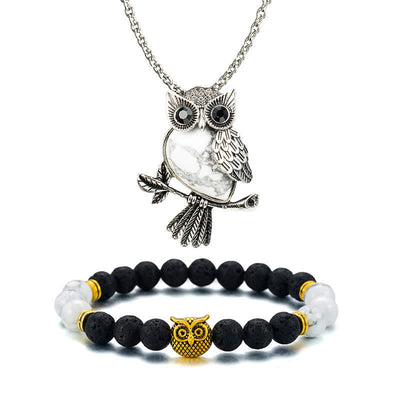 Olivenorma Natural Stone Owl Necklace