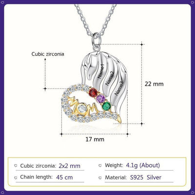 Olivenorma Mothers Birthstones Half Diamond Heart Necklace