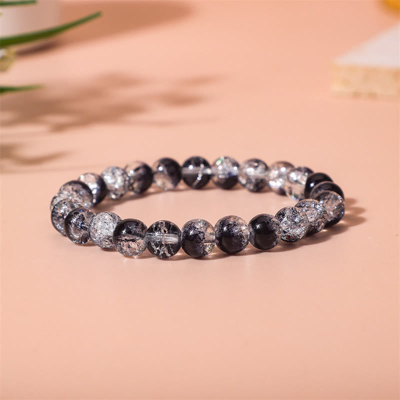 Olivenorma Transparent Black Contrast Beaded Mens Bracelet