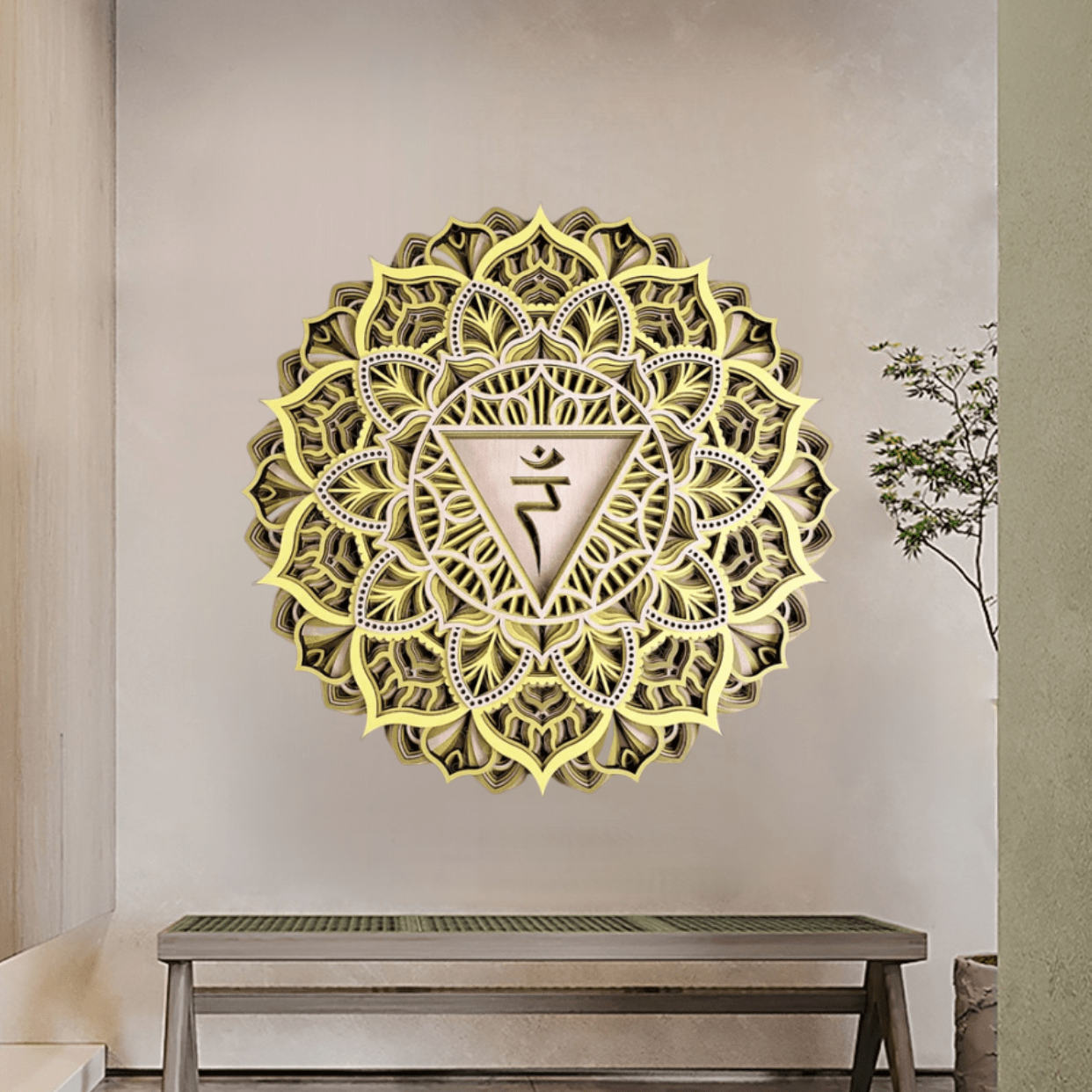 Olivenorma Green Lotus Yoga Meditation 3D Wall Decor