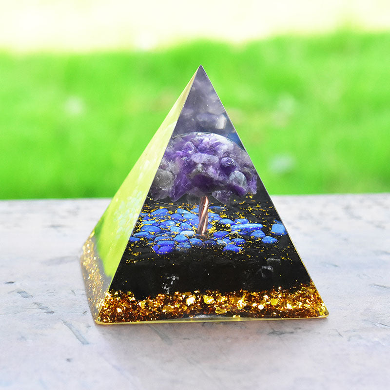 Olivenorma Amethyst Obsidian Lapis Lazuli Tree Of Life Orgone Pyramid