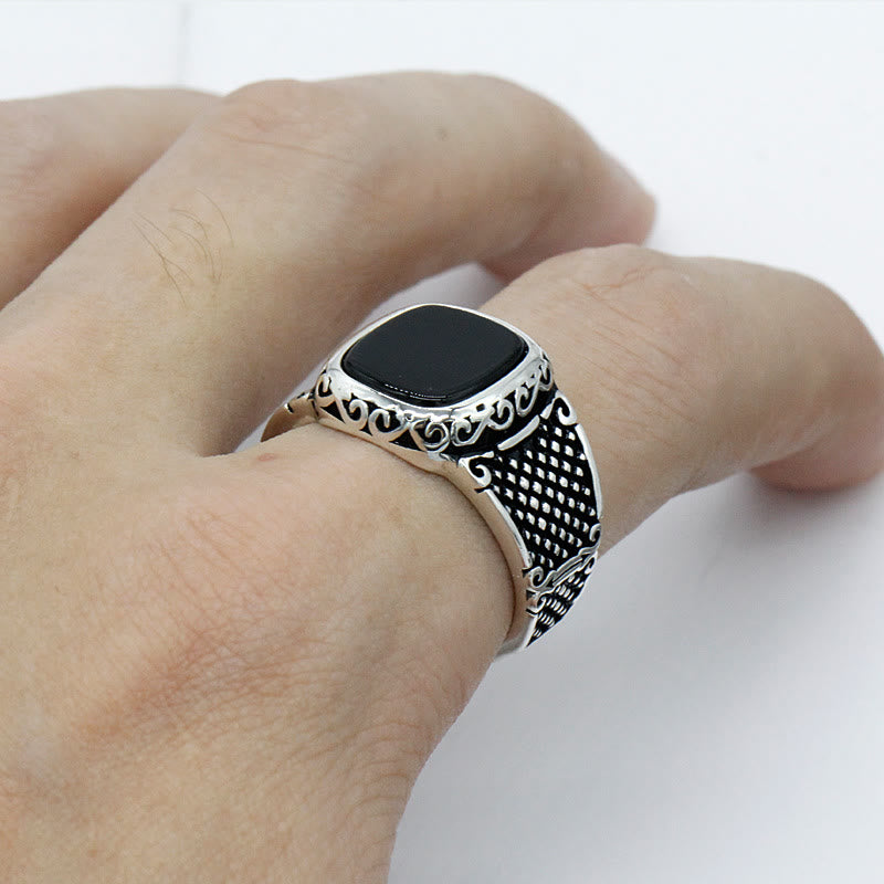 Olivenorma Black Onyx Men Silver Cool Gift Ring