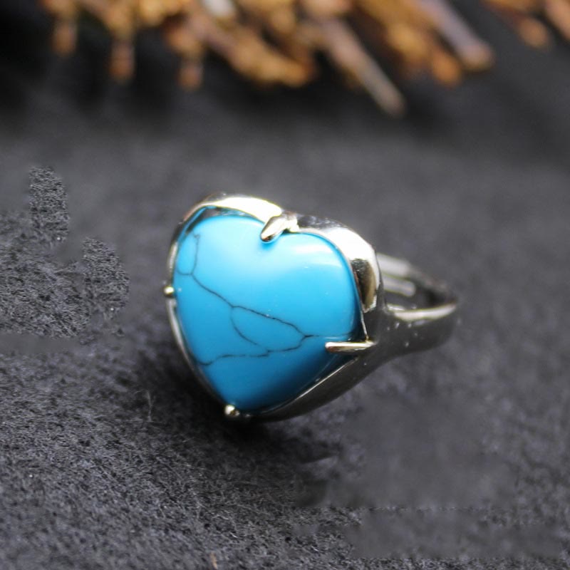 Olivenorma Natural Stone Crystal Heart Ring