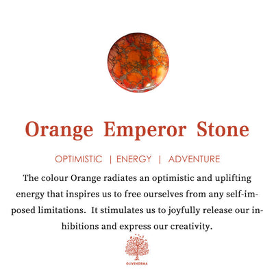 Olivenorma 108 Orange Emperor Stone Mala Beads Lotus Pendant Necklace