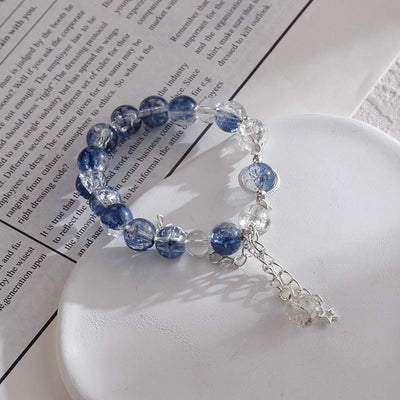 Olivenorma Blue And White Contrasting Glass Crystal Bracelet