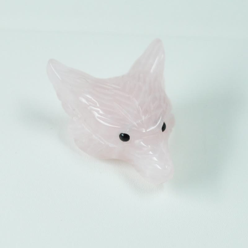 Olivenorma Natural Crystal Carved Wolf Head Accessory Gemstone Decoration - Rose Quartz - image 18