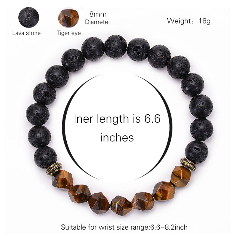 Tiger Eye With Lava Stone Protection Bracelet