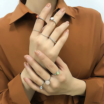 Olivenorma 8pcs Knuckle Stackable Midi Finger Ring Set