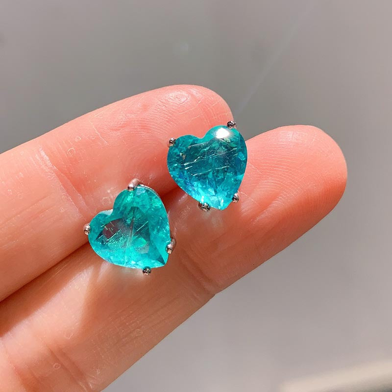 Olivenorma Heart Shape Paraiba Tourmaline Necklace Earrings