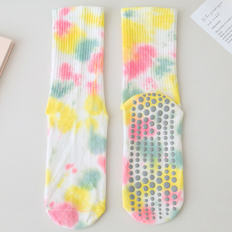 Olivenorma Medium-Tube Tie-dye Anti Slip Yoga Socks