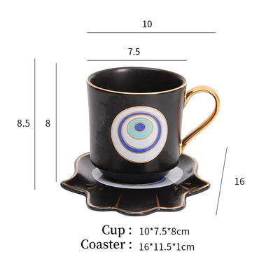 Olivenorma Hamsa Evil Eye Tea Cup Saucer Set Coaster