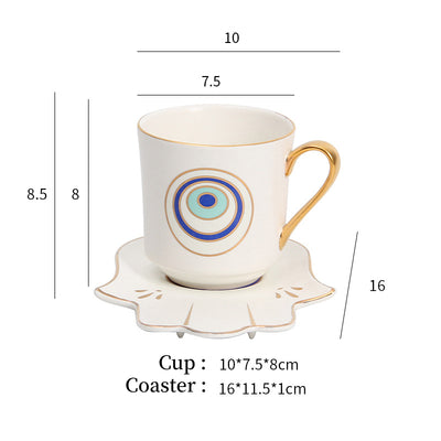 Olivenorma Hamsa Evil Eye Tea Cup Saucer Set Coaster