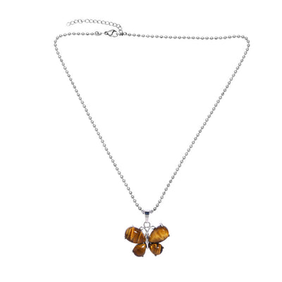 Olivenorma Tiger Eye Butterfly Kitten Angel Wings Pendant Necklace