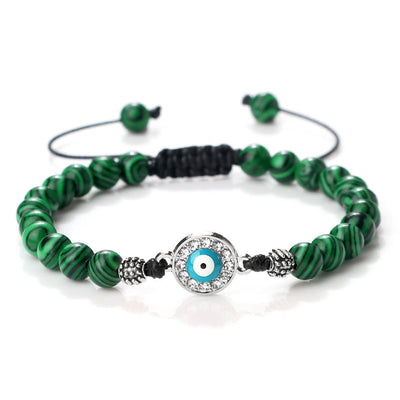 Olivenorma 6mm Natural Stone Zircon Beads Evil Eye Bracelet