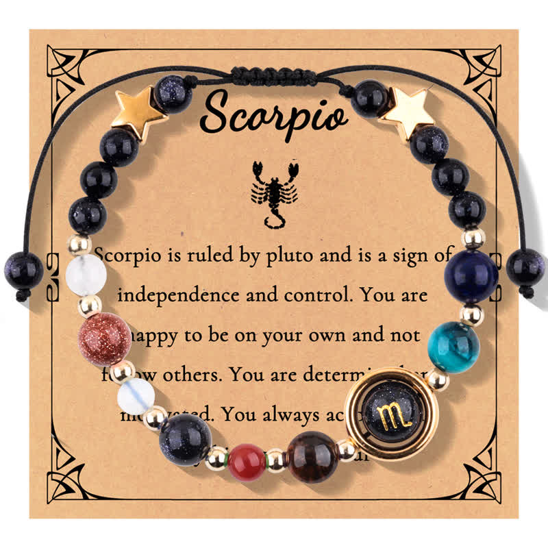 Olivenorma Blue Sandstone Natural Stone Beaded Zodiac Bracelet