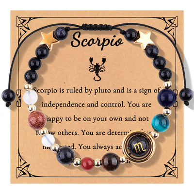 Olivenorma Blue Sandstone Natural Stone Beaded Zodiac Bracelet