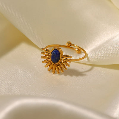 Olivenorma Lapis Lazuli 18k Gold Plated Stainless Steel Ring