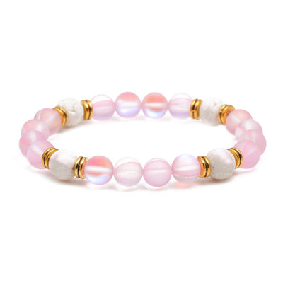 Olivenorma Lava Stone Rose Pink Quartz Beaded Bracelet