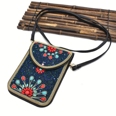 Olivenorma Ethnic Style Beaded Crossbody Mobile Phone Bag