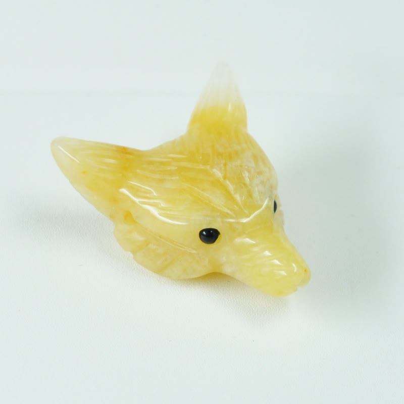 Olivenorma Natural Crystal Carved Wolf Head Accessory Gemstone Decoration - Yellow Jade - image 26