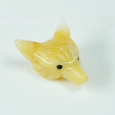 Olivenorma Spirit Guardian Wolf Head Crystal Carving Gemstone Decoration - Yellow Jade - With Card - image 27
