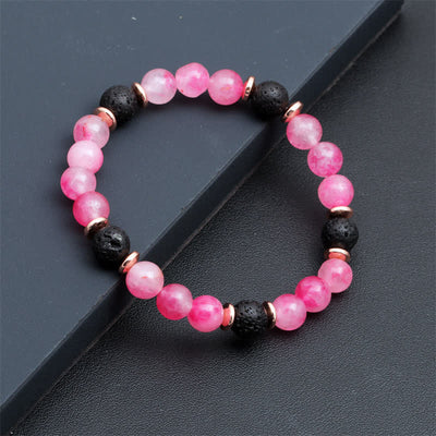 Olivenorma Lava Stone Rose Pink Quartz Beaded Bracelet