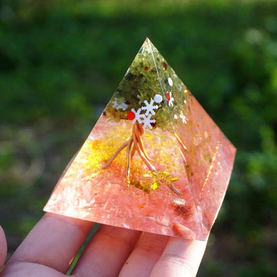 Olivenorma Christmas Pink Crystal Peridot Tree Of Life Orgone Pyramid