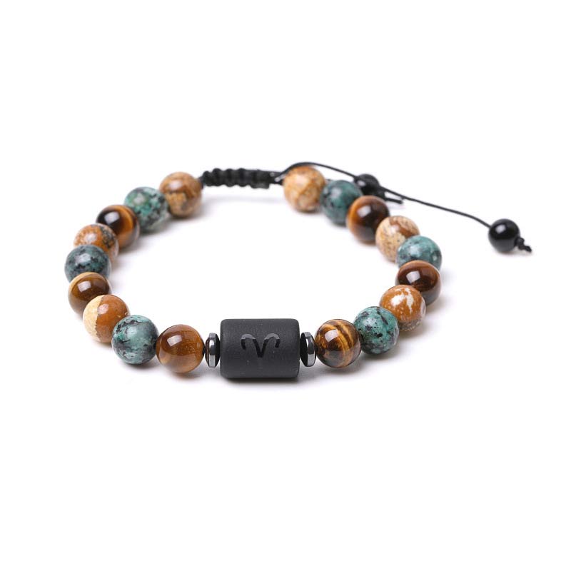 Tiger Eye Picture Jasper Zodiac Bracelet