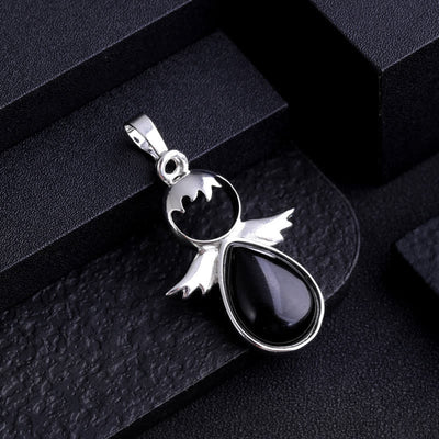 Olivenorma Angel Wing Crystal Drop Pendant Necklace