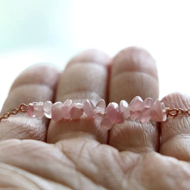 Olivenorma Natural Rose Quartz Gravel Necklace