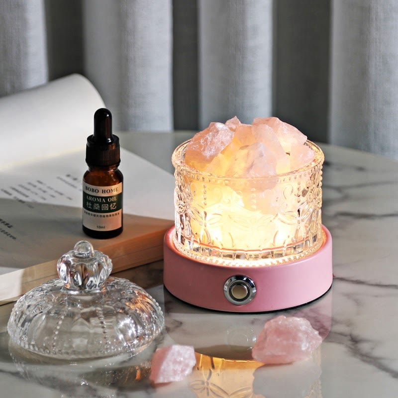 Olivenorma Rose Quartz Amazonite Clear Crystal Aromatherapy Lamp