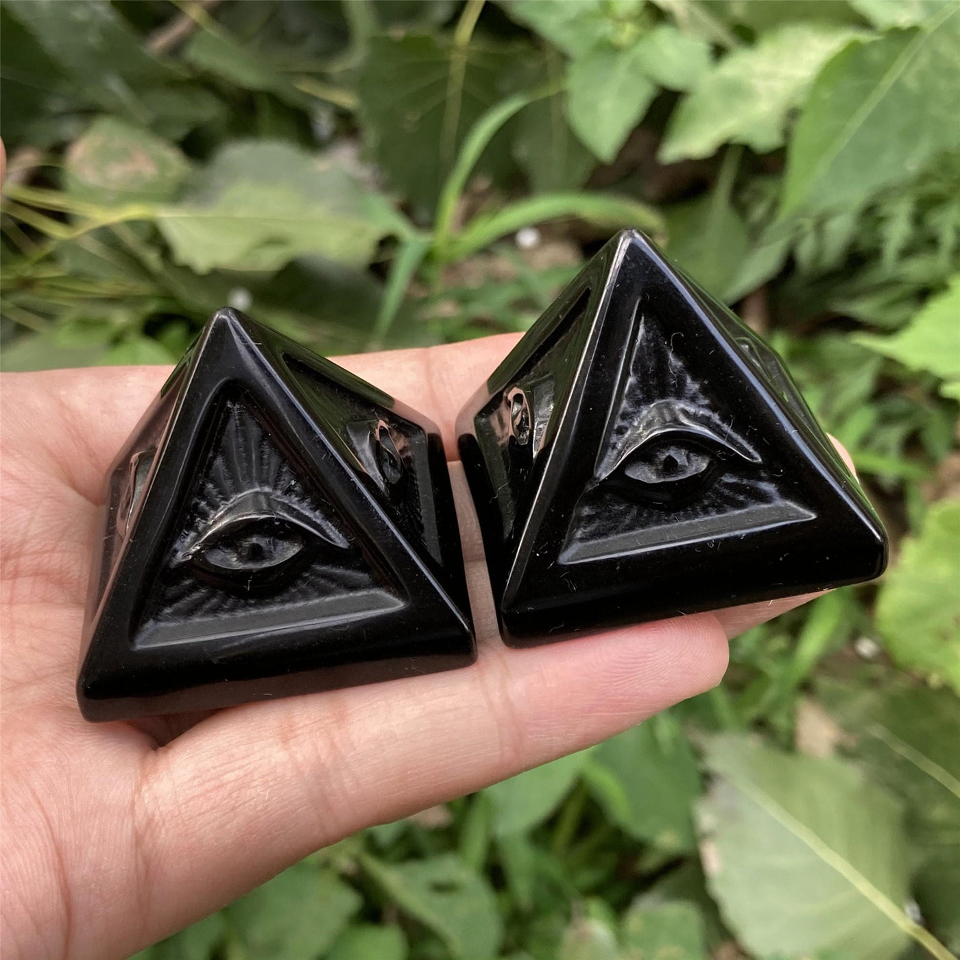 Olivenorma Obsidian Orgone Pyramid Gemstone Decoration