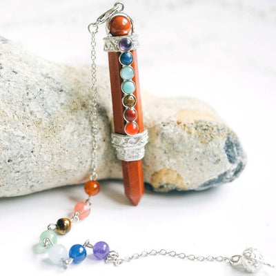 Olivenorma Chakra Crystal Hexagonal Column Pendulum