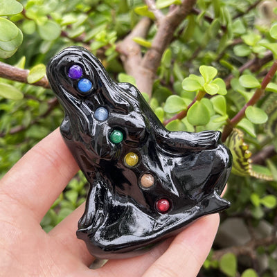 Olivenorma Obsidian Chakra Yoga Goddess Pagan Gemstone Decoration