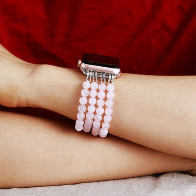 Olivenorma Rose Quartz Beaded Apple Watch Strap