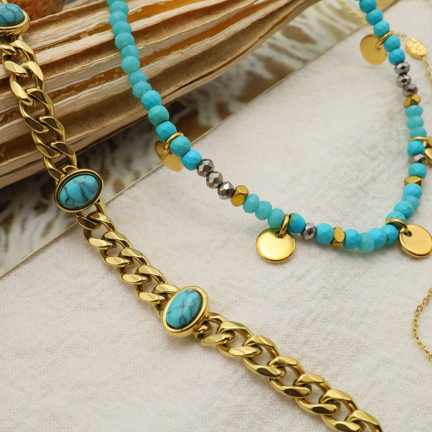 Olivenorma Natural Turquoise Star Stacking Bracelet Set