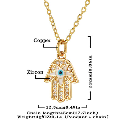 Olivenorma Epoxy Evil Eye Hamsa Heart Shape Necklace