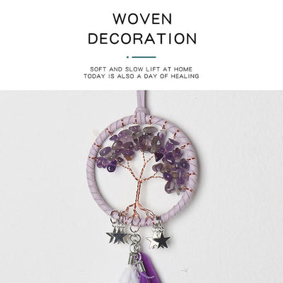 Olivenorma Tree of Life Gemstone Dream Catcher Hanging Ornament